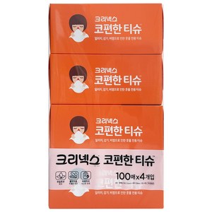 크리넥스 코편한 각티슈 1겹, 100개입, 4개