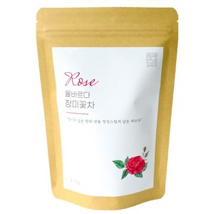 올바르다 장미꽃차 티 로즈 플라워 원물, 1개입, 40g, 1개