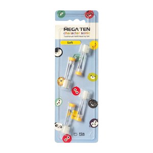 [메가텐 리필] 키즈 캐릭터소닉 음파진동 칫솔 리필 소프트 4P