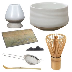 AOHAO 말차 도구 7PCS 세트 말차잔 차선 다선립 차시 필터 다건, 화이트, 1세트