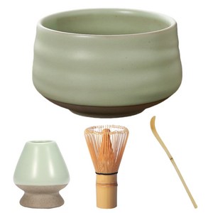 AOHAO 말차 도구 4PCS 세트 말차잔 차선 다선립 차시, 연두색, 1세트