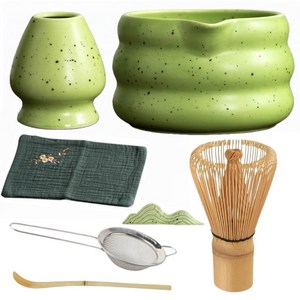 AOHAO 말차 도구 4/6/7PCS 세트 말차잔 차선 다선립 차시 필터 다건, 그린7P, 1세트