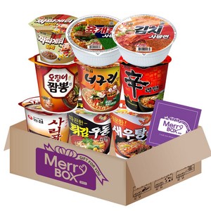 컵라면 세트 1호{신라면+새우탕+튀김우동+짜파게티+사리곰탕+오징어짬뽕+너구리+육개장사발면+김치사발면}+메세지카드