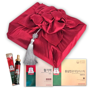 정관장 홍삼정 활기력 + 홍삼진고 데일리스틱 고급 예단 보자기 포장 쇼핑백 선물세트