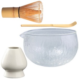 AOHAO 투명 유리 말차 도구 3/4/5/6/7/8 PCS 세트, 4pcs, 1세트