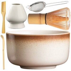AOHAO 말차 도구 4/6PCS 세트 Matcha Whisk 차선 다완 차선립, 화이트 6PCS, 1세트