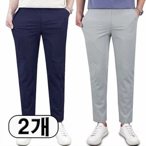 로코비전 1+1 남자 냉감 바지 여름 빅사이즈 링클프리 시원한 아이스 스판 밴딩 슬랙스