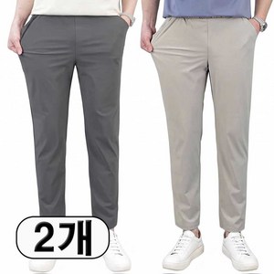 로코비전 1+1 남자 냉감 바지 여름 빅사이즈 링클프리 시원한 아이스 스판 밴딩 슬랙스