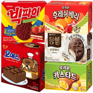 오예스 12p + 몽쉘생크림 6p + 카스타드 6p + 후레쉬베리 6p + 빅파이 12p