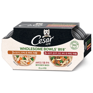 시저 1세 이상 강아지 홀썸볼 믹스팩 습식사료, 혼합맛, 510g, 1세트