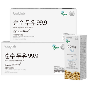 바디랩 순수 두유 99.9, 190ml, 48개
