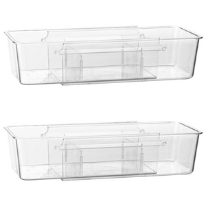 풀라이프 1+1 투명 길이조절 칸막이 정리함