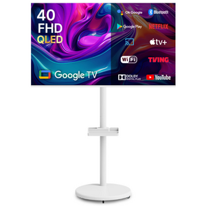 무빙큐빅스 스마트 40인치 FHD QLED 화이트에디션 삼탠바이미 퍼스트 셋트 이동식 tv 거치대 삼텐바이미 스탠바이미 중소바이미