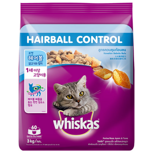 위스카스 1세이상 고양이 포켓 헤어볼 건식사료, 헤어볼 예방, 3kg, 1개