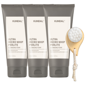 쿤달 울트라 마이크로 휩 펄라이트 클렌징 폼 175ml x 3p + 모공 브러쉬 세트 2종