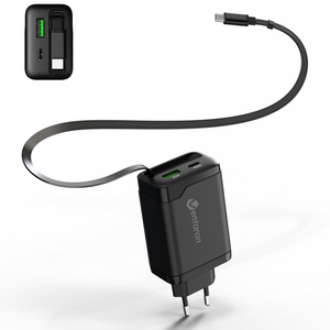 벤타론 GaN 65W C타입 케이블 일체형 내장형 초고속 2포트 멀티충전기