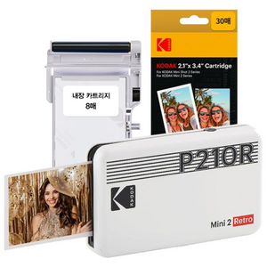 코닥 미니 2 레트로 P210R+카트리지 38매 번들 휴대용 포토프린터
