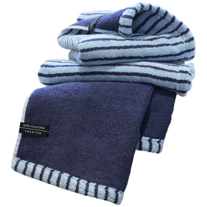 송월타올 스트라이프 줄무늬 수건 220g 570GSM, 스카이블루, 5개
