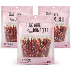 띵크유어도그티 강아지 딩고껌 스틱형 20P, 혼합맛(소고기/우유..., 240g, 3개