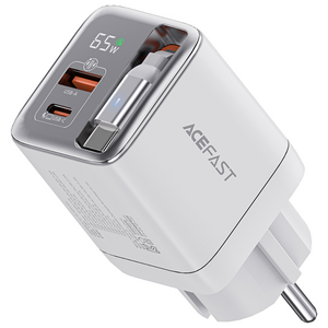 ACEFAST GaN 65W 유선 수납식 일체형 릴케이블 충전기 접지형 PPS 초고속 멀티충전기