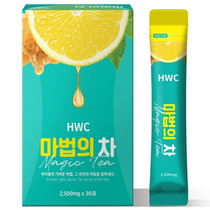 HWC 마법의 차 아이돌워터 우바홍차 레몬 꿀 녹차, 75g, 1박스