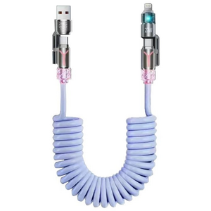 240W 4인1 멀티 인터페이스 스프링 고속 충전 케이블 발광 가능SJX