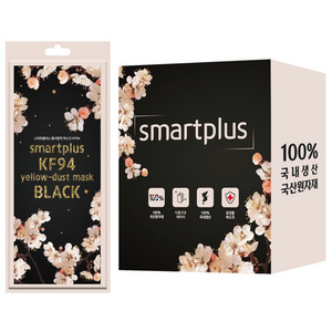 스마트플러스 황사방역 마스크 대형 KF94 블랙 벚꽃에디션, 50개입, 1개