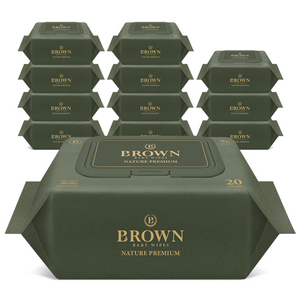 브라운 네이처 프리미엄 도톰한 아기 물티슈 엠보싱 저자극 캡형, 75g, 20매, 12개