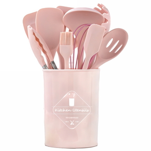 Keyiyijia 실리콘 주방 조리도구세트 CJ001, 11종, 핑크, 1개