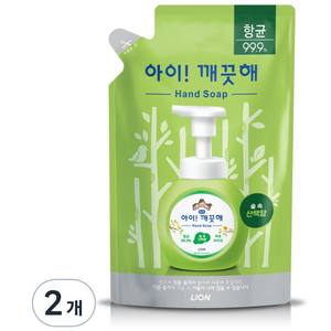 아이깨끗해 향균 폼 핸드솝 숲 속 산책향 리필, 450ml, 2개