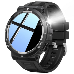 스마트워치 손전등 LED 시계 30m 방수 멀티미디어 메시지 뷰어 피트니스 만보계 스포츠 스마트워치 날씨 모니터 5cm 1.53인치 스포츠 시계 남성용