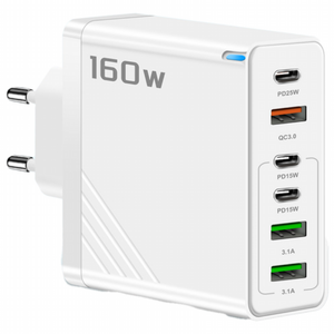 160W 접지 초고속 충전기 6포트 2TYPE-C+2USB+PD+QC 적용애플 아이폰 아이패드 삼성 갤럭시 픽셀 고속 전원 어댑터SJCDBK