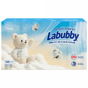 라버비 독일더마 비건인증 초고농축 건조기용 드라이시트 허그코튼, 120개입, 1개