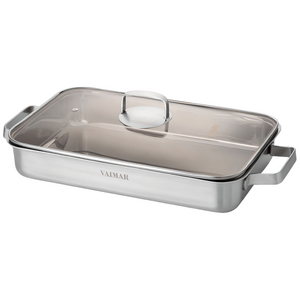 홈파티 필수템! IH 스텐 인덕션호환 와이드 직사각팬 냄비+유리뚜껑