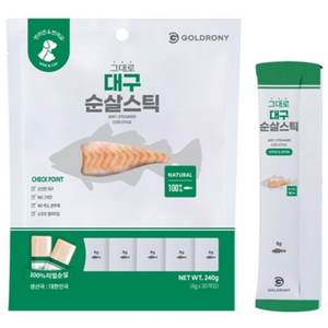 골드로니 반려동물 그대로 순살스틱 간식 30p, 대구, 240g, 1개