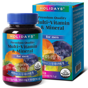 홀리데이즈 멀티비타민 앤 미네랄 포맨, 90정, 1개