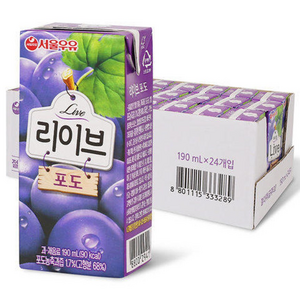 서울우유 리이브 포도 주스, 190ml, 24개