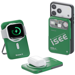 아이시(isee)맥세이프 준고체 보조배터리 10000mAh CCC 인증 3in1 냉각 15W 무선충전 22.5W 고속충전 애플워치 갤럭시워치 브리즈X