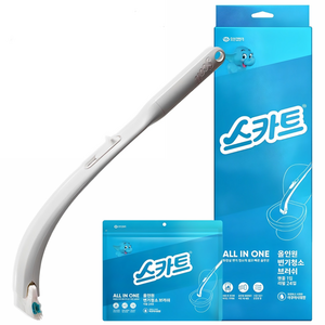 스카트 올인원 변기 청소 브러쉬 아쿠아 샤워 핸들 + 리필 24p 세트, 1세트