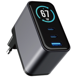 엘락 67W 초고속 디스플레이 C타입 3포트 GaN 멀티충전기 갤럭시 초고속 PD SFC3.0 QC3.0 USB