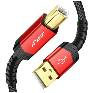 JSAUX USB A to B 2.0 연결 프린터 케이블 레드
