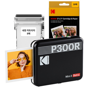 코닥 미니 3 레트로 P300R+카트리지 38매 번들 휴대용 포토프린터