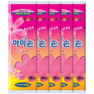 마미손 플라워 고무장갑 중(M), 중(M), 5개