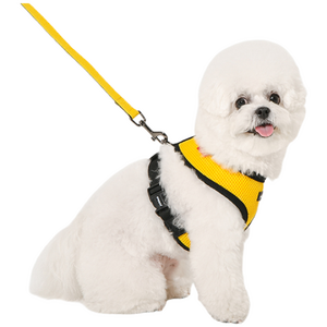 퍼피아 강아지 소프트 하네스 A PDCF-AC30, 옐로우, XS (목둘레 21..., 1개