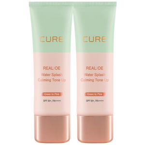 김정문알로에 라센스 로에 큐어 리알로에 워터 스플래쉬 카밍 톤업 선크림 SPF50+ PA++++, 40g, 2개