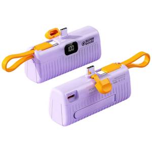 [KC 인증] 5000mAh 보조 배터리 휴대폰 충전 스탠드 포함 컴팩트하고 가벼운 디자인 듀얼 출력 포트 아이폰 및 안드로이드폰 호환