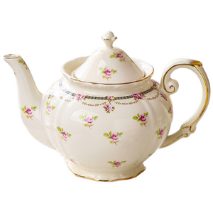 Le Pei 유럽풍 금테 빈티지 스타일 티포트 LP007, 핑크+화이트, 1050ml, 1개