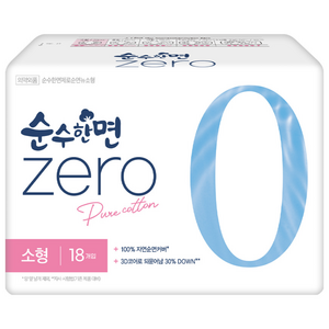순수한면 제로 순면 생리대 날개형, 소형, 18개입, 6개