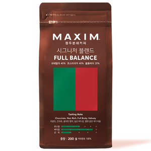 맥심 원두커피 시그니처 블렌드 풀 밸런스, 커피메이커, 200g, 1개