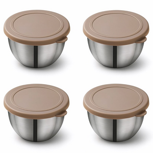AIFUNT 엘리펀트 75ml 스테인리스 소스통 4P 세트 - 밀폐 컬러 PET뚜껑 포함 소형 반찬통/양념통/도시락 소스컵